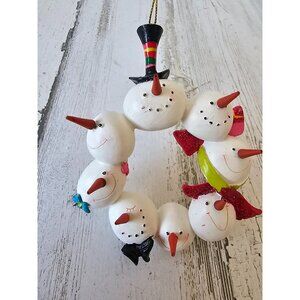 snowman wreath unique ornament top hat Xmas tree glitter